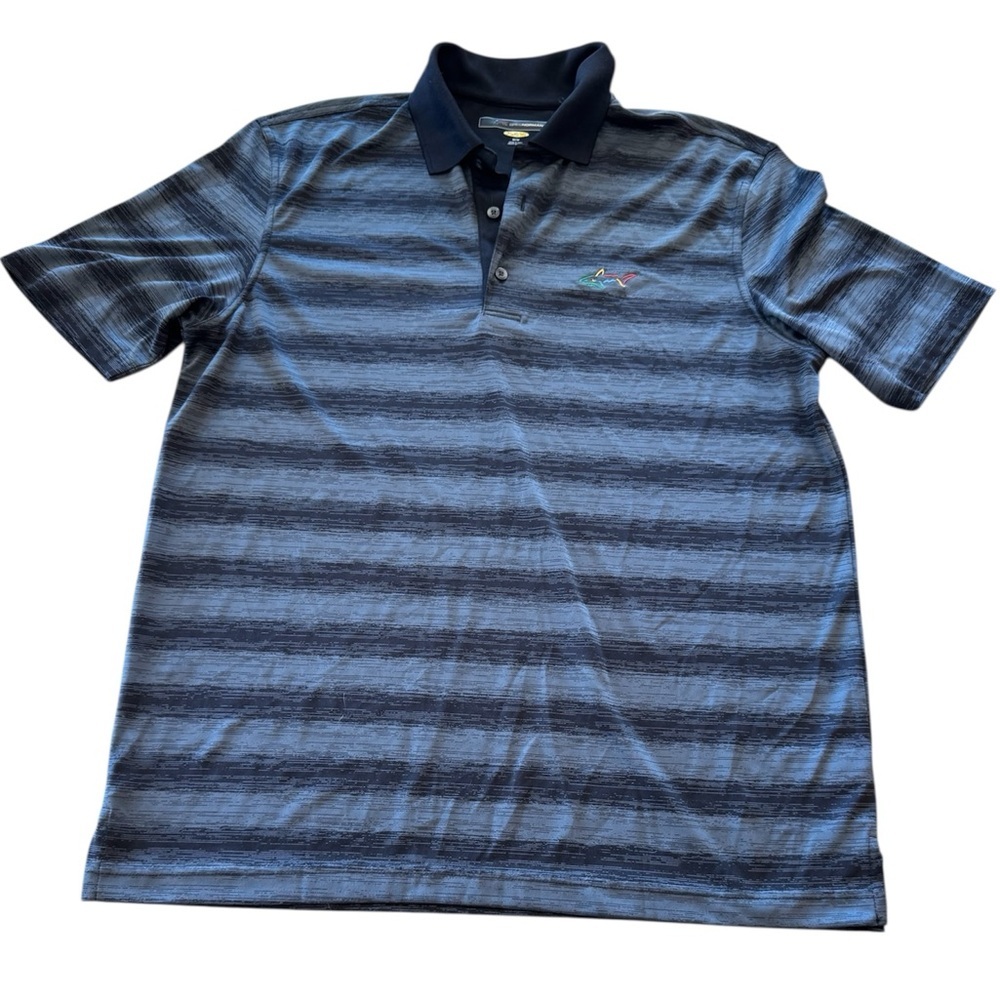 Greg Norman Collection PlayDry Black and Black Striped Polo Golf Shirt M